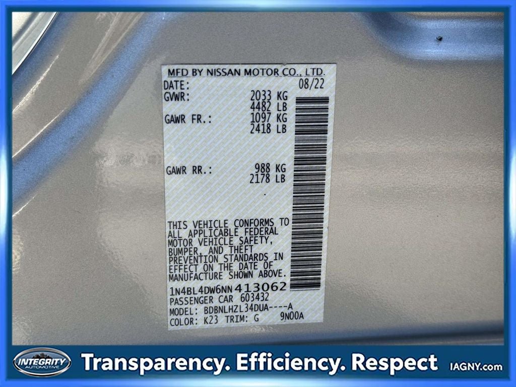 2022 Nissan Altima 2.5 SV CERTIFIED