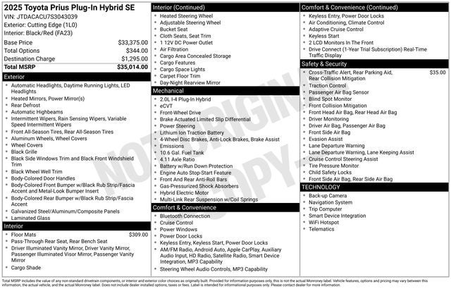 2025 Toyota Prius Plug-In Hybrid SE