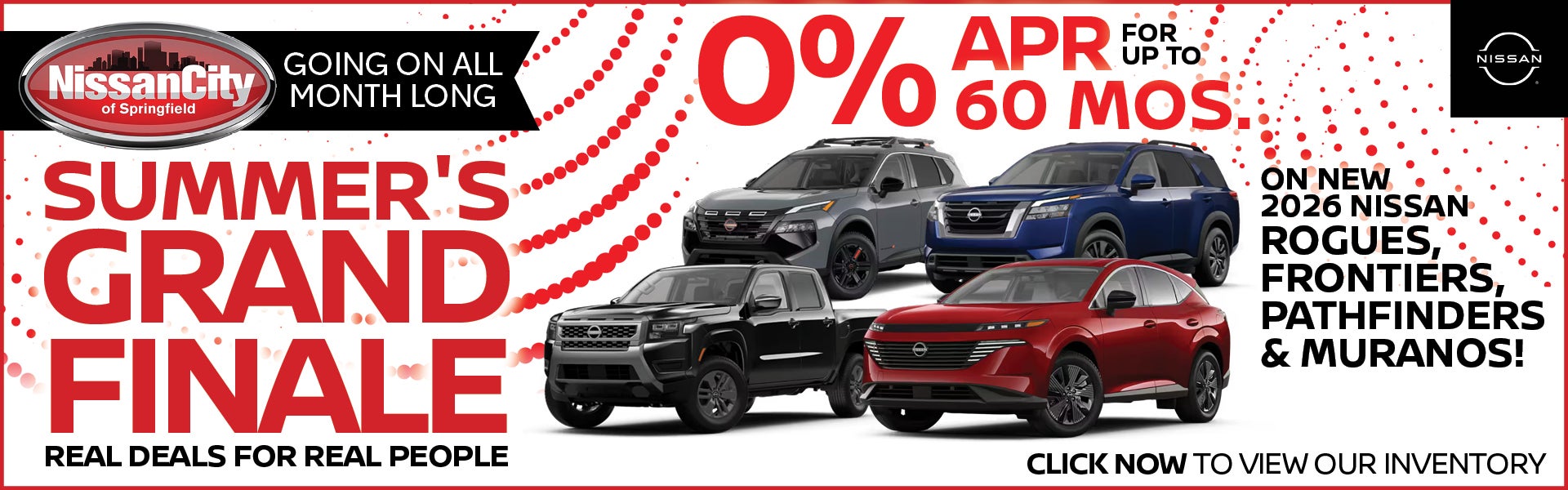 0% APR FOR UP TO 60 MOS. ON NEW 2026 NISSAN ROGUES, FRONTIER