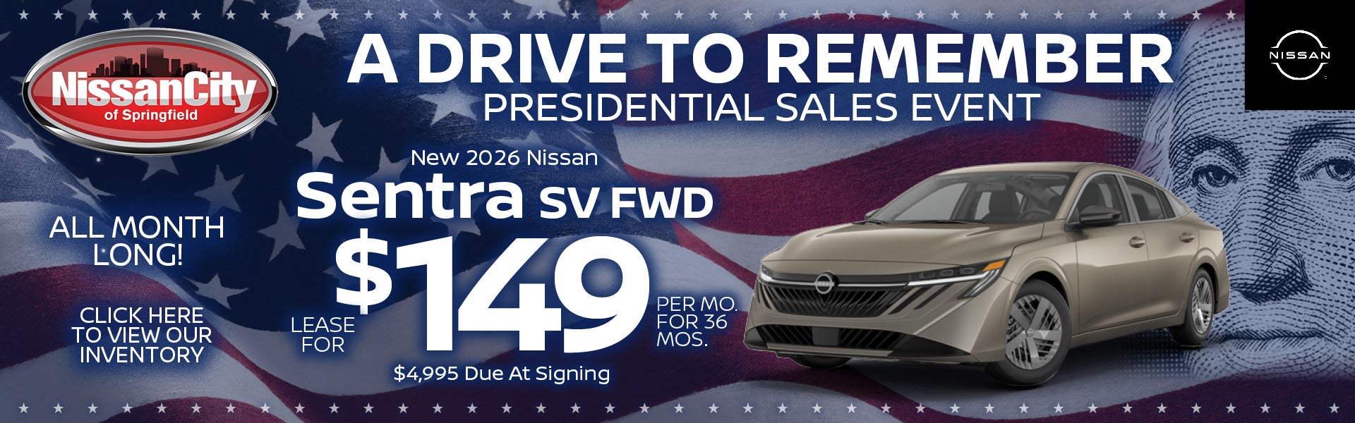Sentra SV Lease for $149 Per Mo For 36 Mos. 