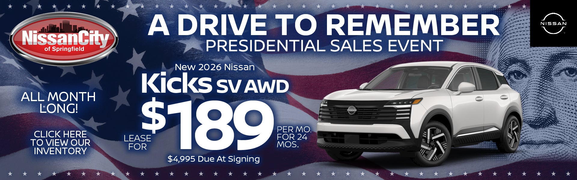 Kicks SV Lease for $189 Per Mo For 24 Mos. 