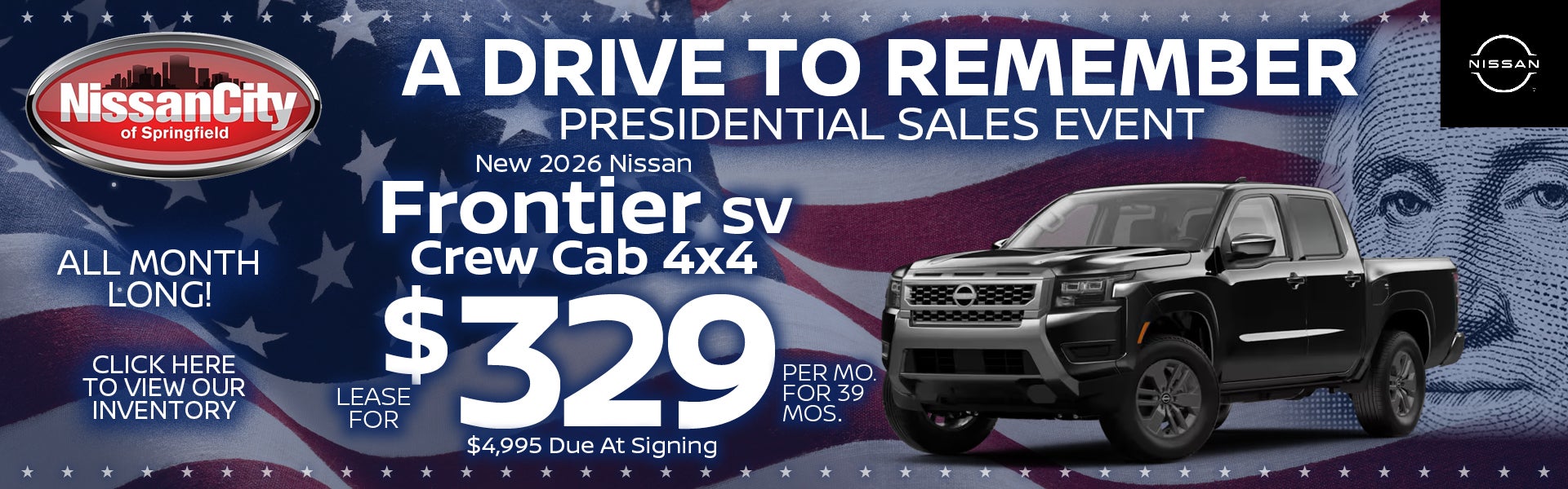 Frontier SV Lease for $329 Per Mo For 39 Mos. 