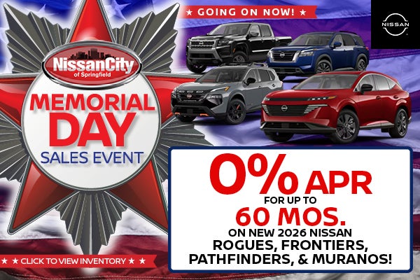 0% APR FOR UP TO 60 MOS. ON NEW 2026 NISSAN ROGUES, FRONTIER
